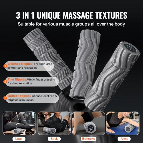Vibrating Foam Roller 5Speed Electric Massage Roller 16 Rechargeable