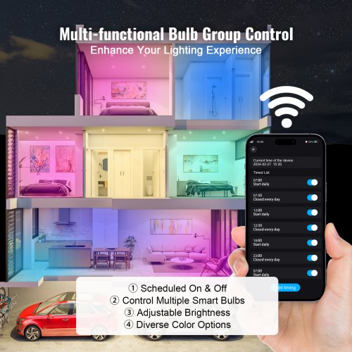 Smart Light Bulbs 4Pack 9W Multicolor LED Bulbs 800 Lumens with Smart