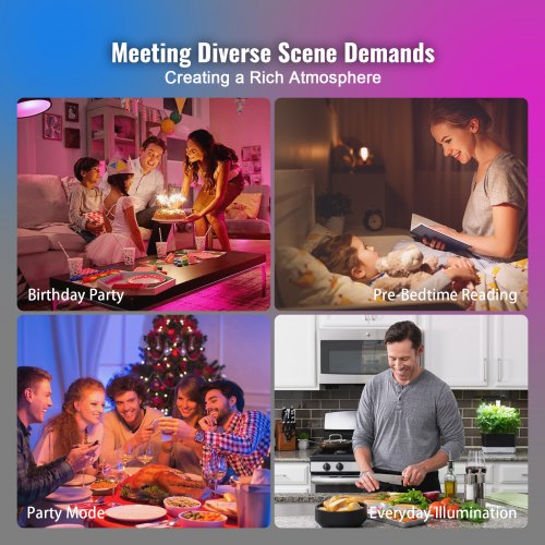 Smart Light Bulbs 4Pack 9W Multicolor LED Bulbs 800 Lumens with Smart