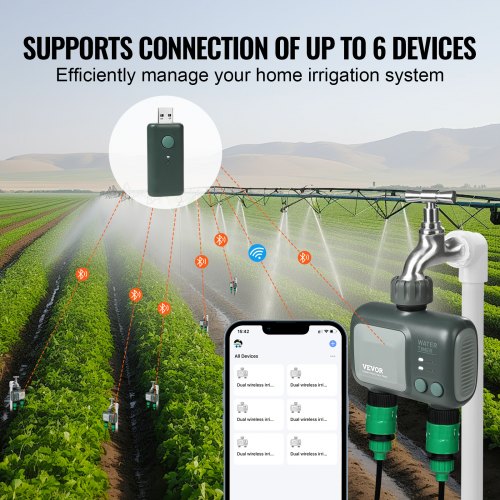 WiFi Sprinkler Timer 2 Outlets Smart Hose Faucet Water Timer with Brass