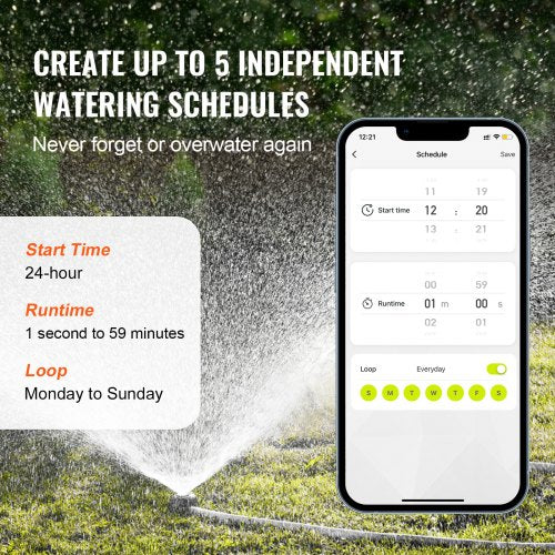 WiFi Sprinkler Timer 2 Outlets Smart Hose Faucet Water Timer with Brass