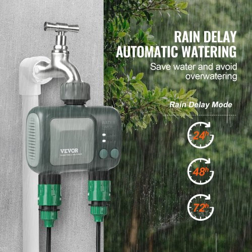 WiFi Sprinkler Timer 2 Outlets Smart Hose Faucet Water Timer with Brass