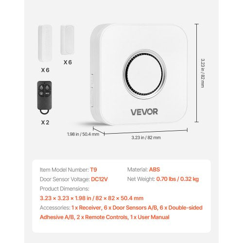 Door Chime DC 12V Wireless Door Open Contact Sensor Alarm Chime with 656