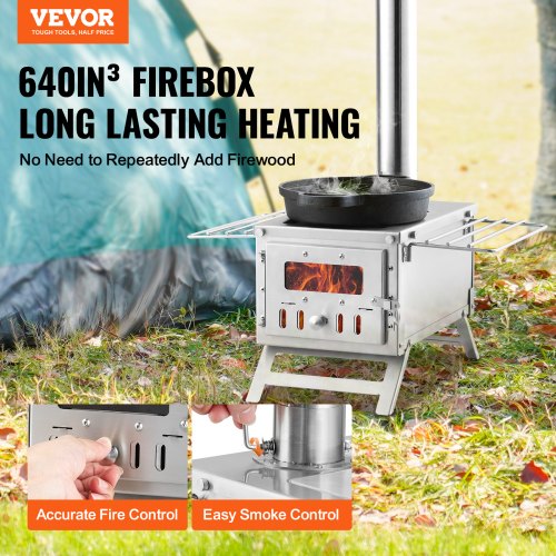 Wood Stove 80 inch Stainless Steel Camping Tent Stove Portable Wood