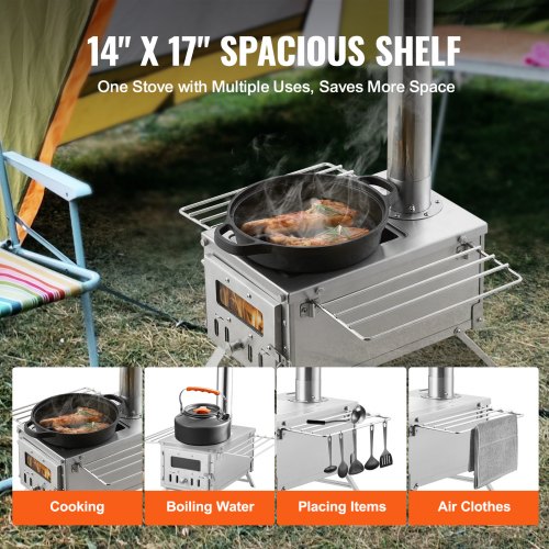 Wood Stove 80 inch Stainless Steel Camping Tent Stove Portable Wood