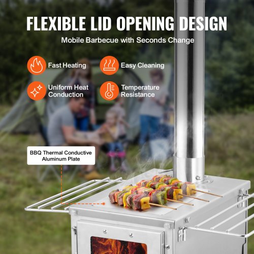 Wood Stove 80 inch Stainless Steel Camping Tent Stove Portable Wood