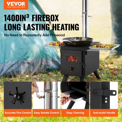 Wood Stove 86 inch Alloy Steel Camping Tent Stove Portable Wood Burning