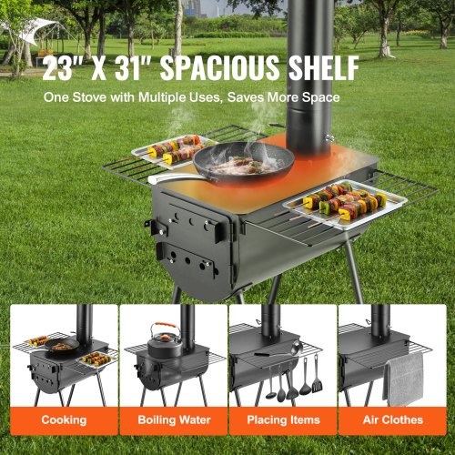 Wood Stove 118 inch Alloy Steel Camping Tent Stove Portable Wood Burning