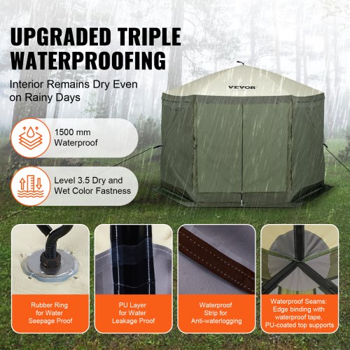Pop Up Gazebo Tent PopUp Screen Tent 6 Sided Canopy Sun Shelter with 6