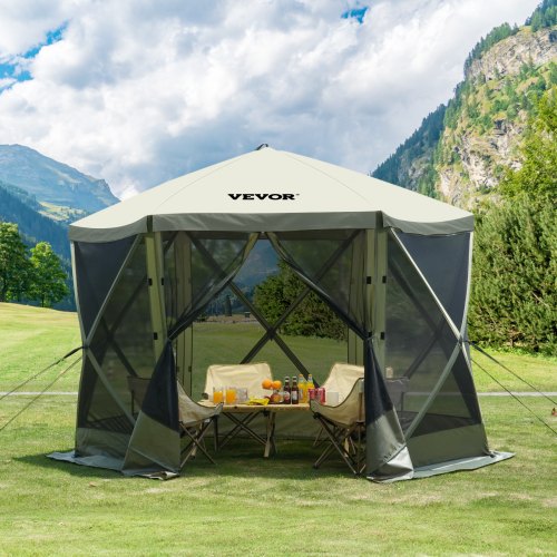 Pop Up Gazebo Tent PopUp Screen Tent 6 Sided Canopy Sun Shelter with 6
