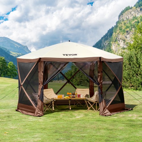 Pop Up Gazebo Tent PopUp Screen Tent 6 Sided Canopy Sun Shelter with 6