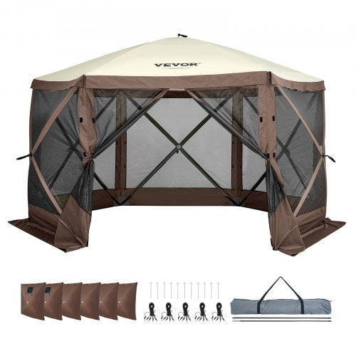 Pop Up Gazebo Tent PopUp Screen Tent 6 Sided Canopy Sun Shelter with 6