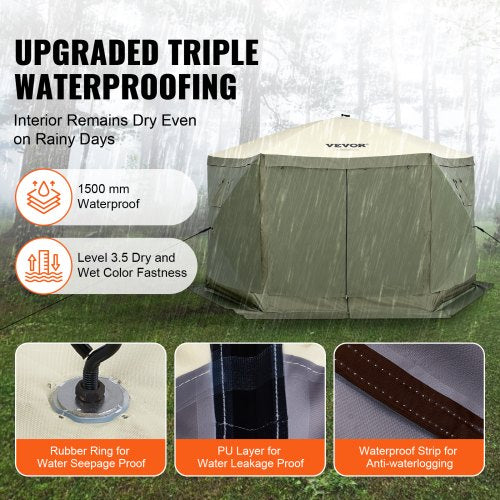 Pop Up Gazebo Tent PopUp Screen Tent 6 Sided Canopy Sun Shelter with 6
