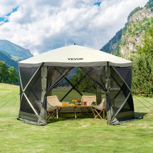 Pop Up Gazebo Tent PopUp Screen Tent 6 Sided Canopy Sun Shelter with 6