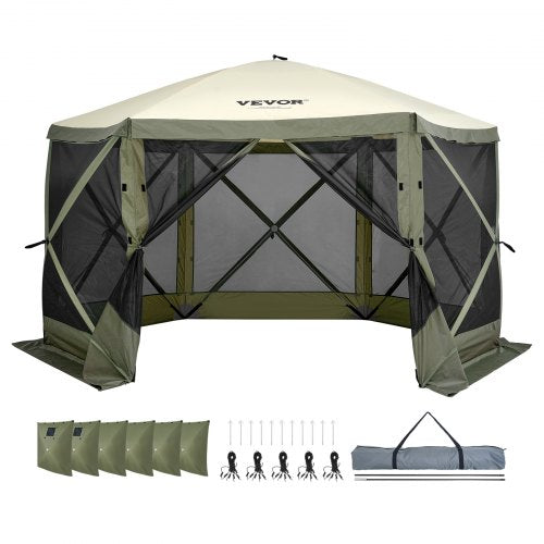 Pop Up Gazebo Tent PopUp Screen Tent 6 Sided Canopy Sun Shelter with 6