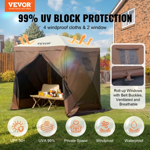 Pop Up Gazebo Tent PopUp Screen Tent 4 Sided Canopy Sun Shelter with 4