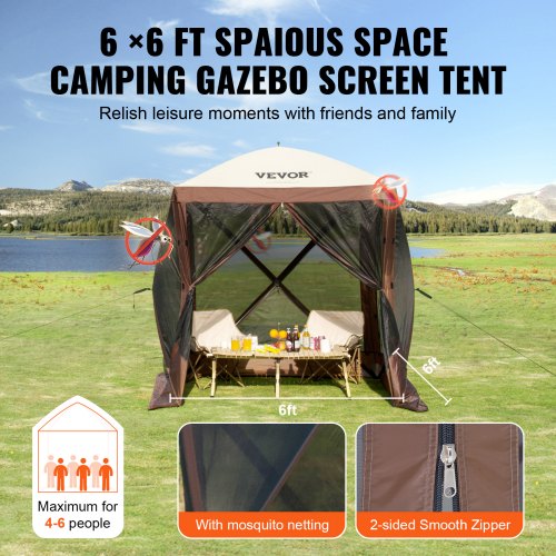 Pop Up Gazebo Tent PopUp Screen Tent 4 Sided Canopy Sun Shelter with 4