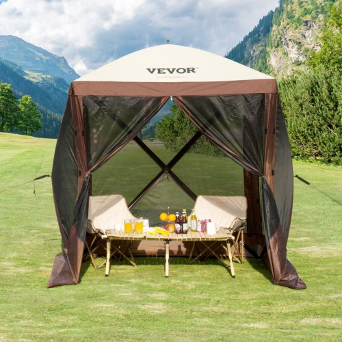 Pop Up Gazebo Tent PopUp Screen Tent 4 Sided Canopy Sun Shelter with 4