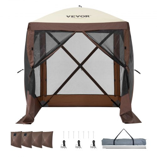 Pop Up Gazebo Tent PopUp Screen Tent 4 Sided Canopy Sun Shelter with 4