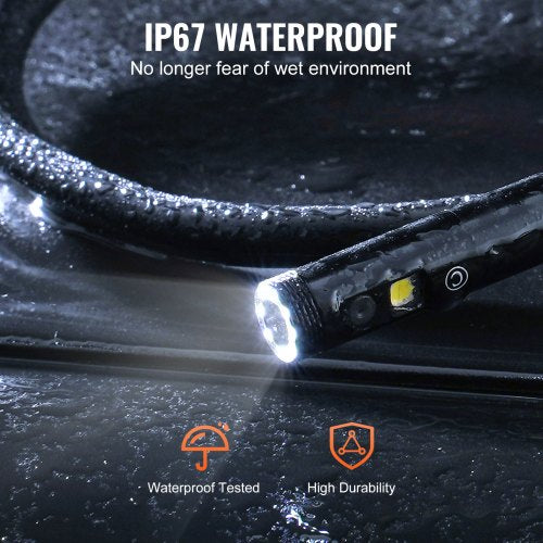 Borescope Triple Lens Endoscope Camera with Light 43 IPS Screen