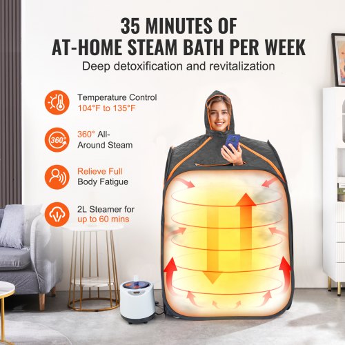 Portable Personal Steam Sauna Spa Tent with 1200 Watt Steam Generator with 1200