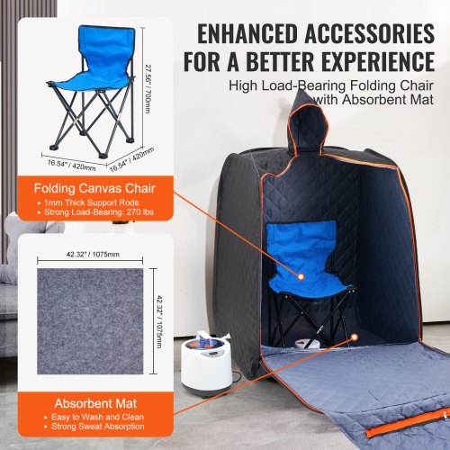 Portable Personal Steam Sauna Spa Tent with 1200 Watt Steam Generator with 1200