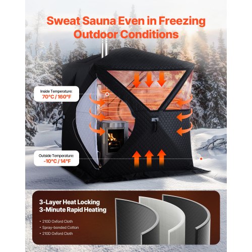 Outdoor Sauna Tent Pro Portable Steam Dry Sauna for 4 Persons HeavyDuty