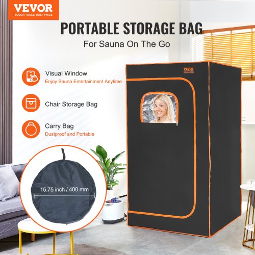 Portable Steam Sauna Tent Full Size 1200W With Visible Window Personal