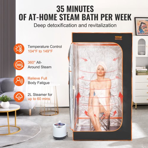 Portable Steam Sauna Tent Full Size 1200W With Visible Window Personal