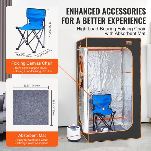 Portable Steam Sauna Tent Full Size 1200W With Visible Window Personal
