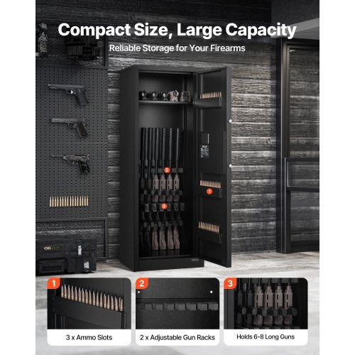 68 Gun Safe Long Gun Cabinet for Rifles and Pistols Quick Access