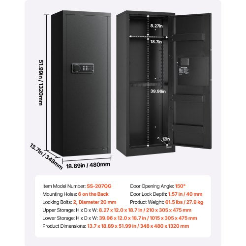 68 Gun Safe Long Gun Cabinet for Rifles and Pistols Quick Access