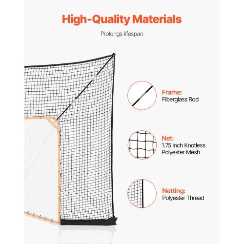 Hockey and Lacrosse Goal Backstop 12x9 ft Lacrosse Net with Extended
