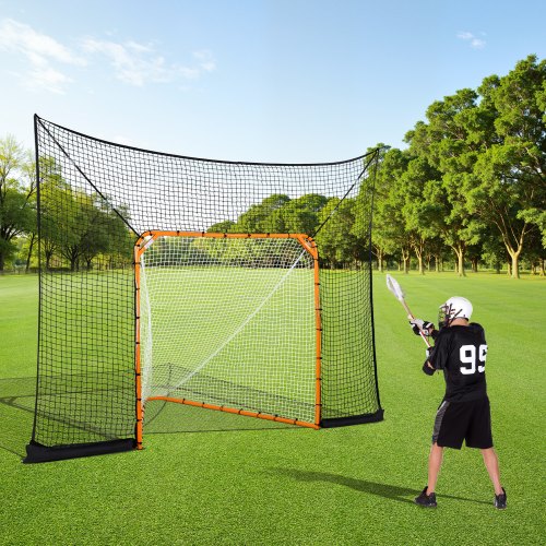 Hockey and Lacrosse Goal Backstop 12x9 ft Lacrosse Net with Extended