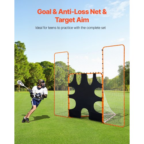 3IN1 Lacrosse Goal 12x9 ft Lacrosse Net with Backstop and Target Quick