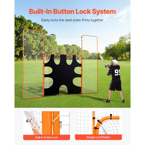 3IN1 Lacrosse Goal 12x9 ft Lacrosse Net with Backstop and Target Quick
