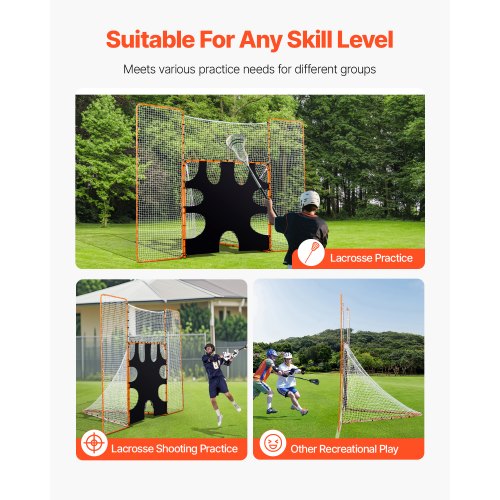 3IN1 Lacrosse Goal 12x9 ft Lacrosse Net with Backstop and Target Quick