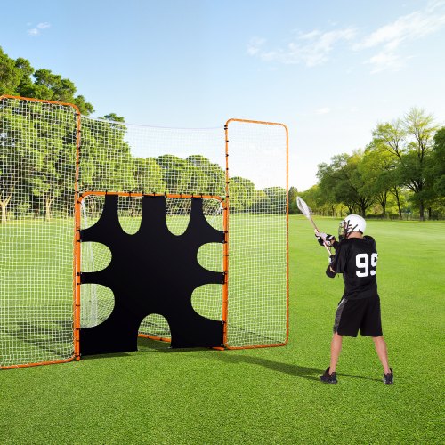 3IN1 Lacrosse Goal 12x9 ft Lacrosse Net with Backstop and Target Quick