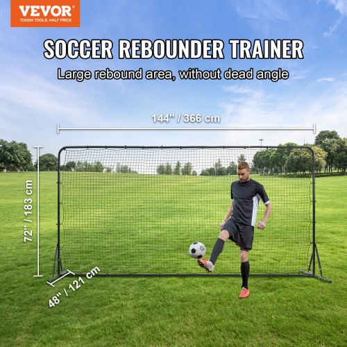 Soccer Rebounder Net 12x6FT Iron Soccer Training Equipment Sports Football
