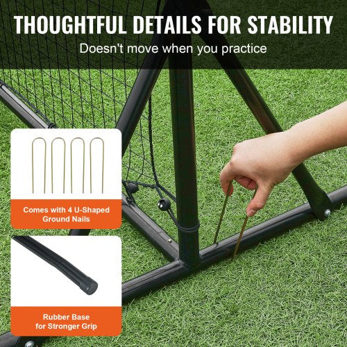Soccer Rebounder Net 12x6FT Iron Soccer Training Equipment Sports Football