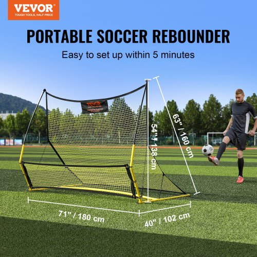 Soccer Trainer 2IN1 Portable Soccer Rebounder Net 71x40 Iron Soccer