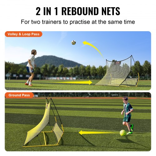 Soccer Trainer 2IN1 Portable Soccer Rebounder Net 71x40 Iron Soccer