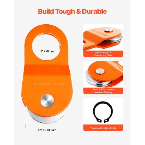 10 T Winch Snatch Block 22,000 lbs Capacity Block and Tackle Pulley System