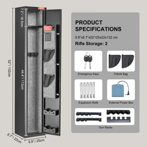 3 Rifles Gun Safe Rifle Safe with Lock Digital Keypad Quick Access Gun