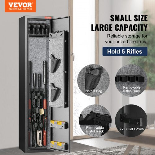 5 Rifles Gun Safe Rifle Safe with Fingerprint Lock Quick Access Gun