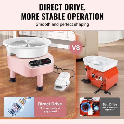 Pottery Wheel 350W Electric Wheel for Pottery with Foot Pedal and LCD Touch