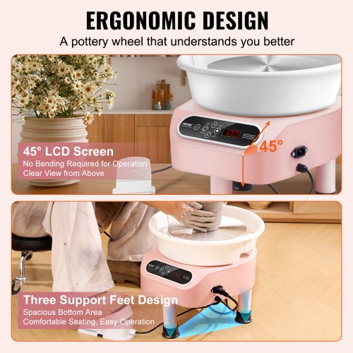 Pottery Wheel 350W Electric Wheel for Pottery with Foot Pedal and LCD Touch