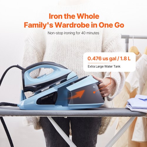 Steam Station 1700W Steam Iron for Clothes with 1.8L Large Capacity Water