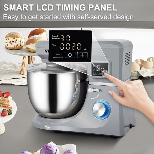 Stand Mixer 660W Electric Dough Mixer with 6 Speeds LCD Screen Timing
