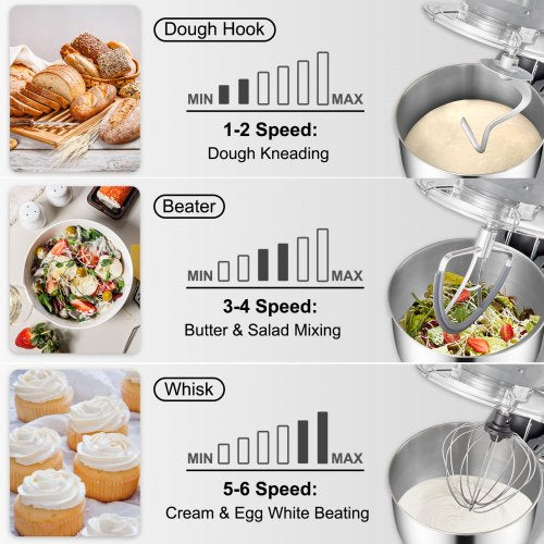 Stand Mixer 660W Electric Dough Mixer with 6 Speeds LCD Screen Timing